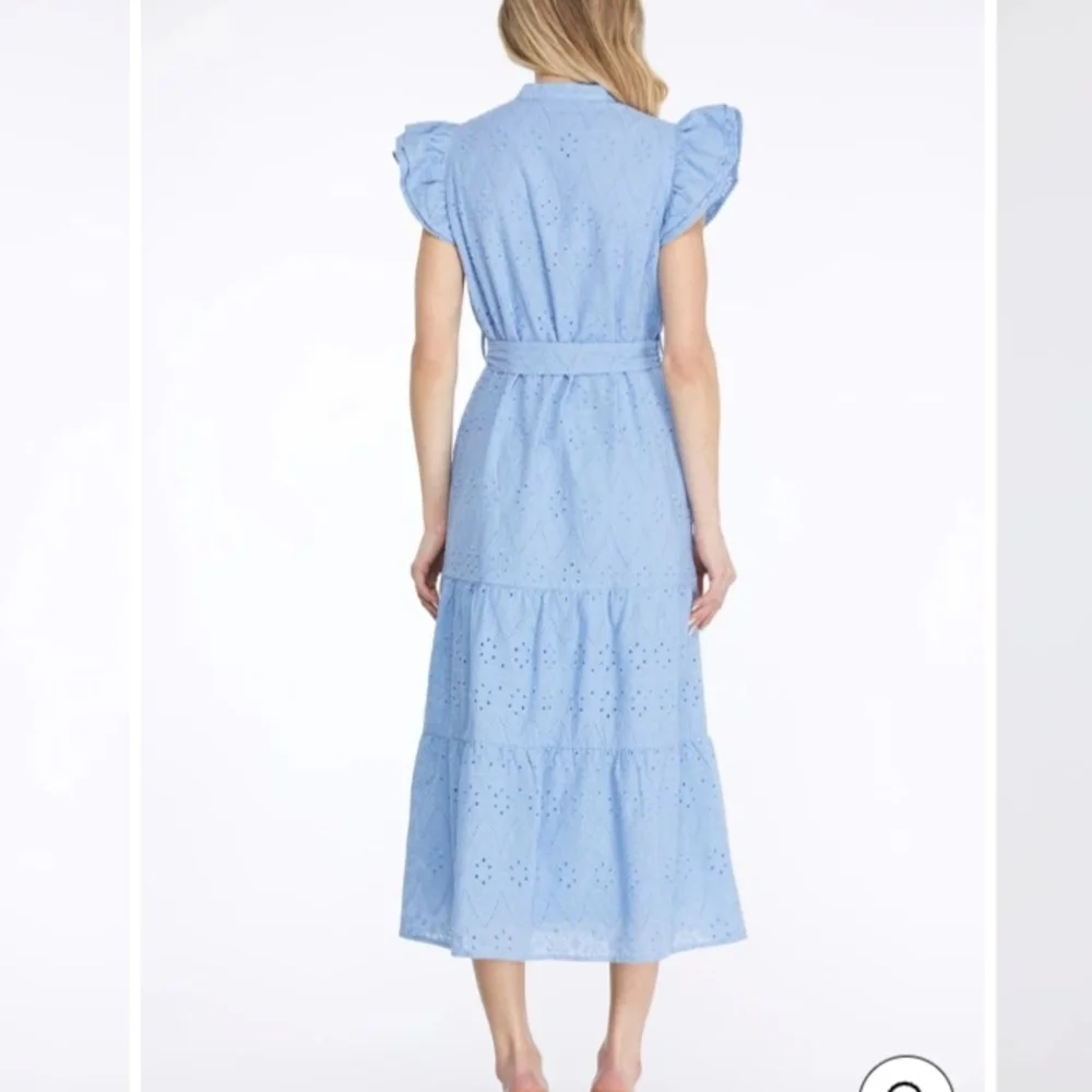 Blue Eyelet Midi Dress - Picture 2 of 5
